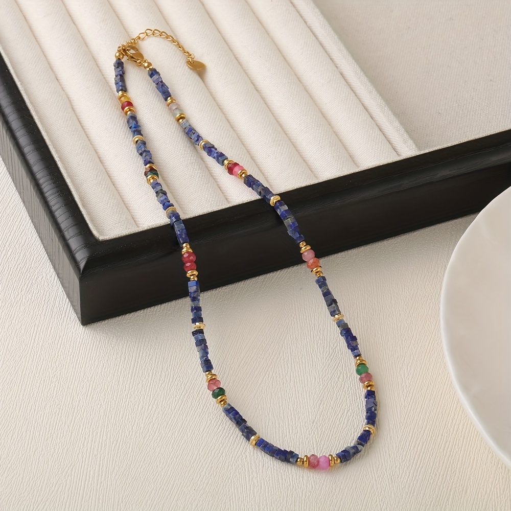 Image of 1pc Women's Fashion Choker Necklace, Luxurious Natural Beaded Delicate Collarbone Chain For Daily Wear