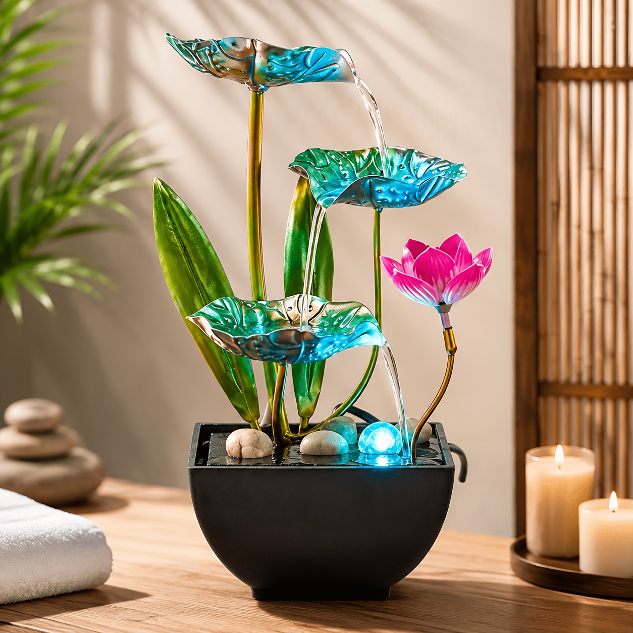TEMU 3 Tier Tabletop Waterfall Fountain, Calming Desktop Fountain For , With Soothing Water Sounds, Modern For Decor Gift, Christmas & Halloween