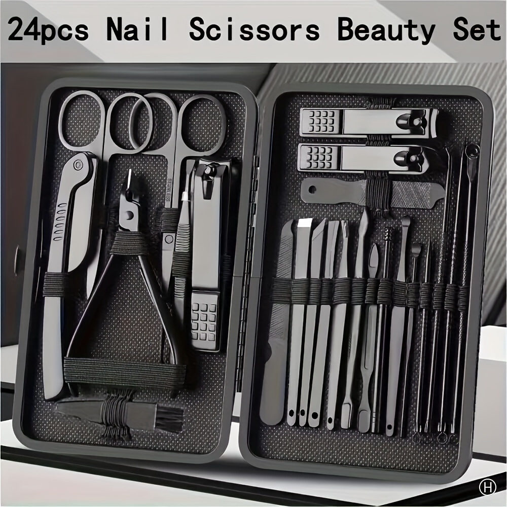 

all-in-one" 24-piece Stainless Steel Manicure & Pedicure Set - Hypoallergenic, Portable Grooming Kit With Storage Case For Women