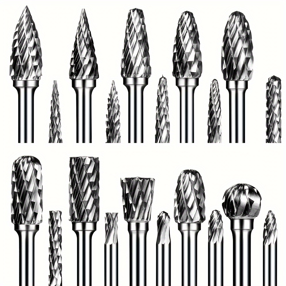 

Set Of 20 Pieces Of Burr Bits - , 1/8" Shank, Mold , Tool Files, Wood Bits, Golden Metal Grinding, Engraving, Cutting, Trimming, Transplanting, Double Cut Accessories And Attachments