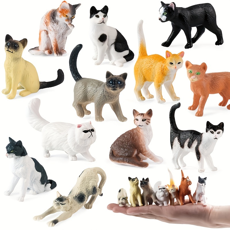 

12 Realistic Cat Sculptures, Simulated Animal Education Cat Doll Toy Sets, Easter Cake Decorations, Christmas Birthday Gifts, 3d Models For School And Family Early Childhood Education Children