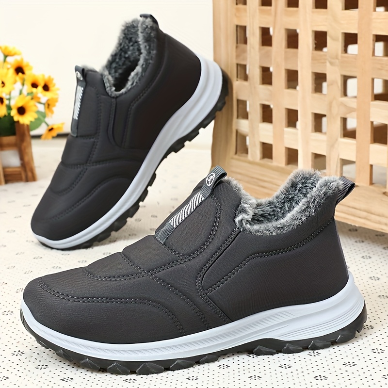 winter mens large size outdoor short boots fleece lined warm non slip pvc sole round toe design black casual hiking shoes suitable for all   Product details 8
