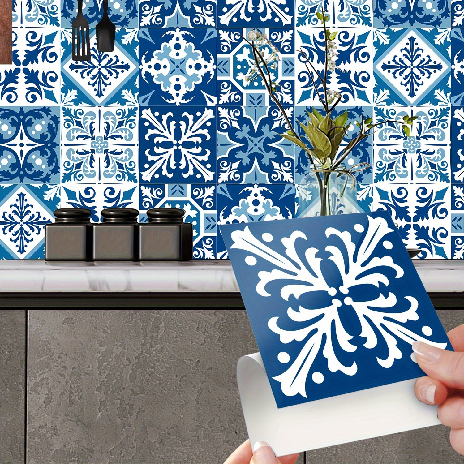VA-Cerulean Piastrelle Adesivi Cucina Piastrelle Adesivi 3D Autoadesivo Piastrelle Parete Adesivi per Bagno Soffitto Piastrelle