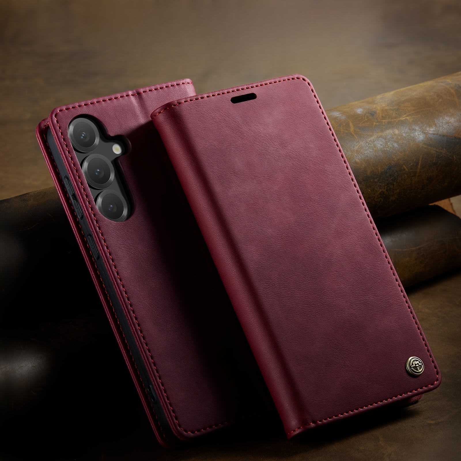 TEMU Phone Case: Calfskin Texture Premium Men's And Women's Wallet Card Holder Slot Stand Cute Faux Leather Phone Case Compatible With Galaxy A56 A36