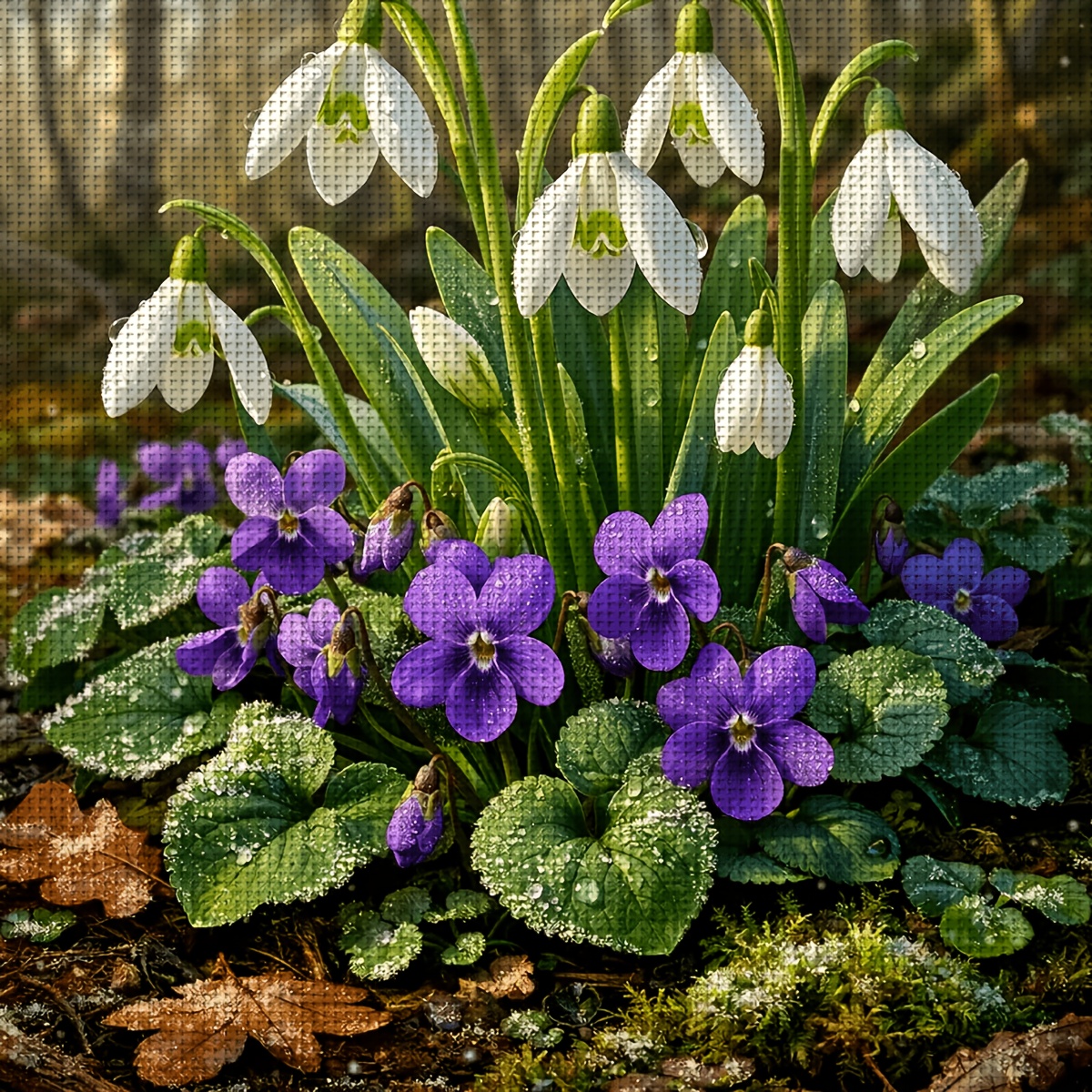 TEMU Jozysh New Frameless 40x40cm/15.7x15.7in-50x50cm/19.6x19.6in Cross Stitch Kit, Beautiful Flowers, Handmade Printed Cross Stitch Embroidery Kit,
