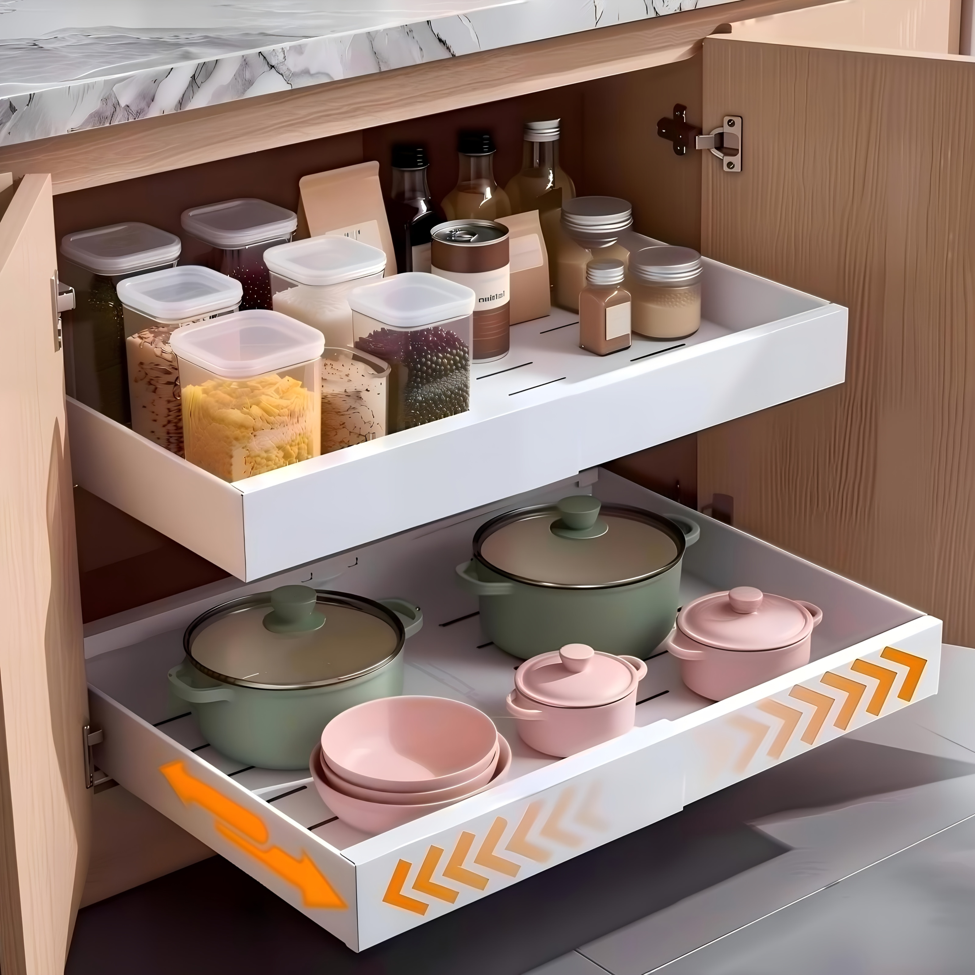 TEMU 2pcs Set Extendable Drawer Organizer, Adjustable Width Extendable Drawer Organizer, Extendable Drawer Organizer With 3 Stable Rails For Kitchen,