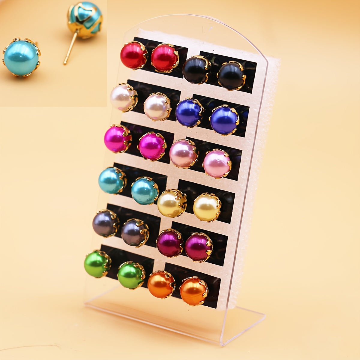 

12 Pairs Set Of Colorful Stud Earrings Vintage Elegant Style Personality Female Gift