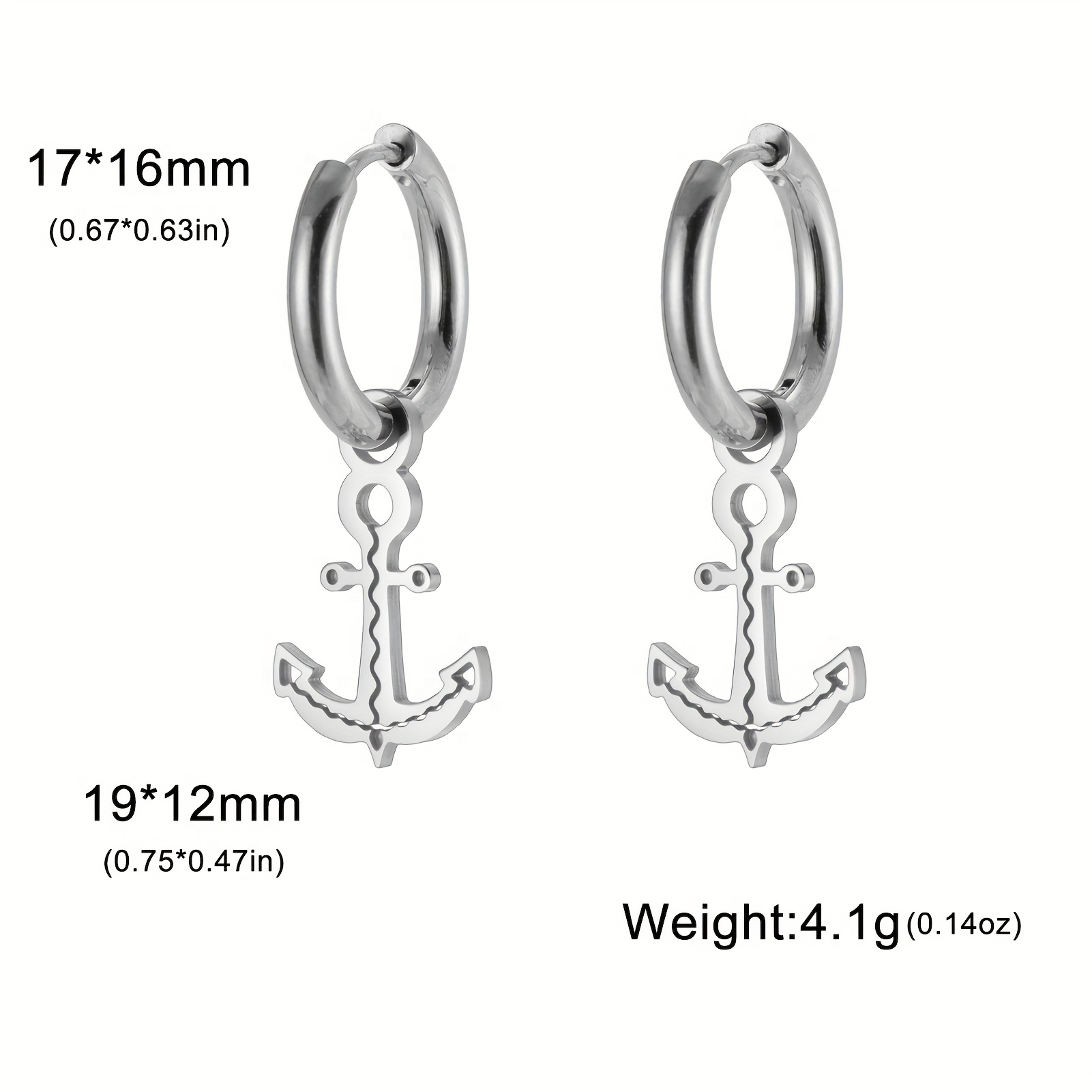 E-shop Anker-Ohrringe - 304 Edelstahl Nautischer Schmuck, Asymmetrischer Urlaubsstil für Damen (Gold/Silber)