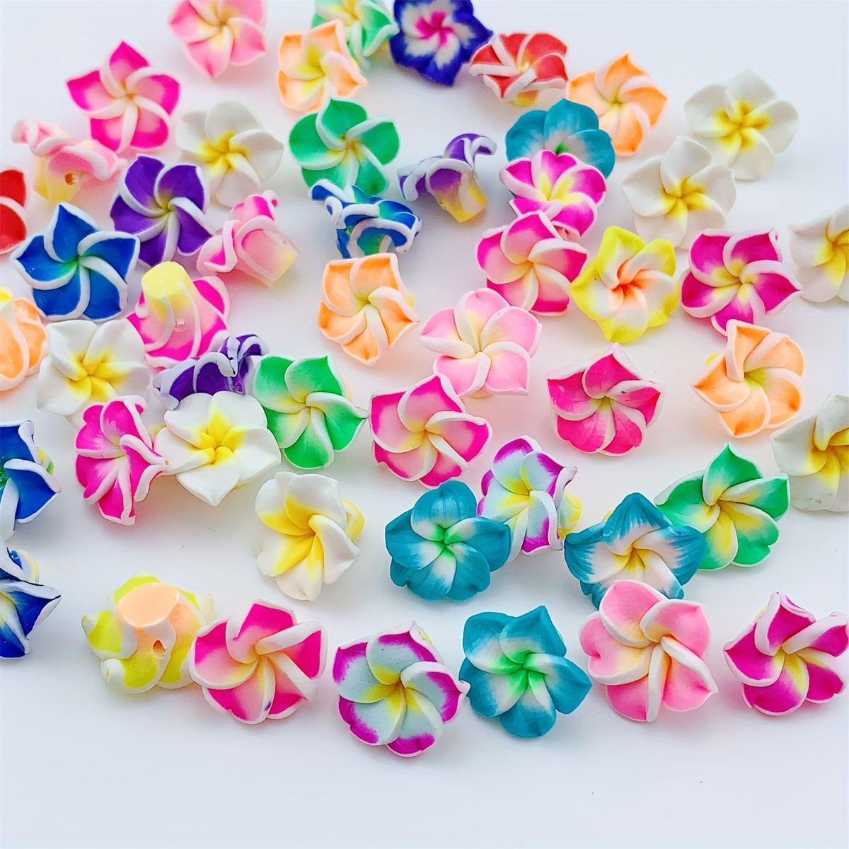 

20pcs Vibrant Handcrafted Soft Clay Flower Charms For - Assorted Colors & Sizes, Crafting And Piercing Accessories, Charms For Jewelry Making