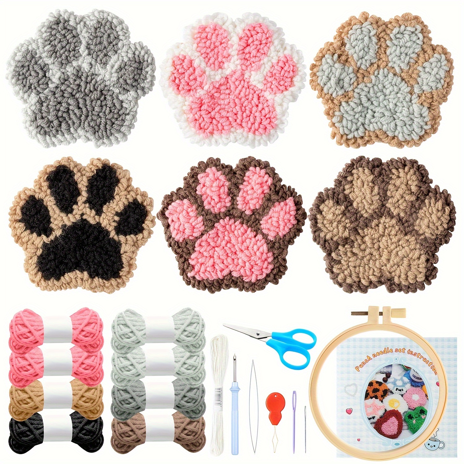 

22pcs Diy Coaster Kit For Beginners - Embroidery Set & Instructions For Universal Decor