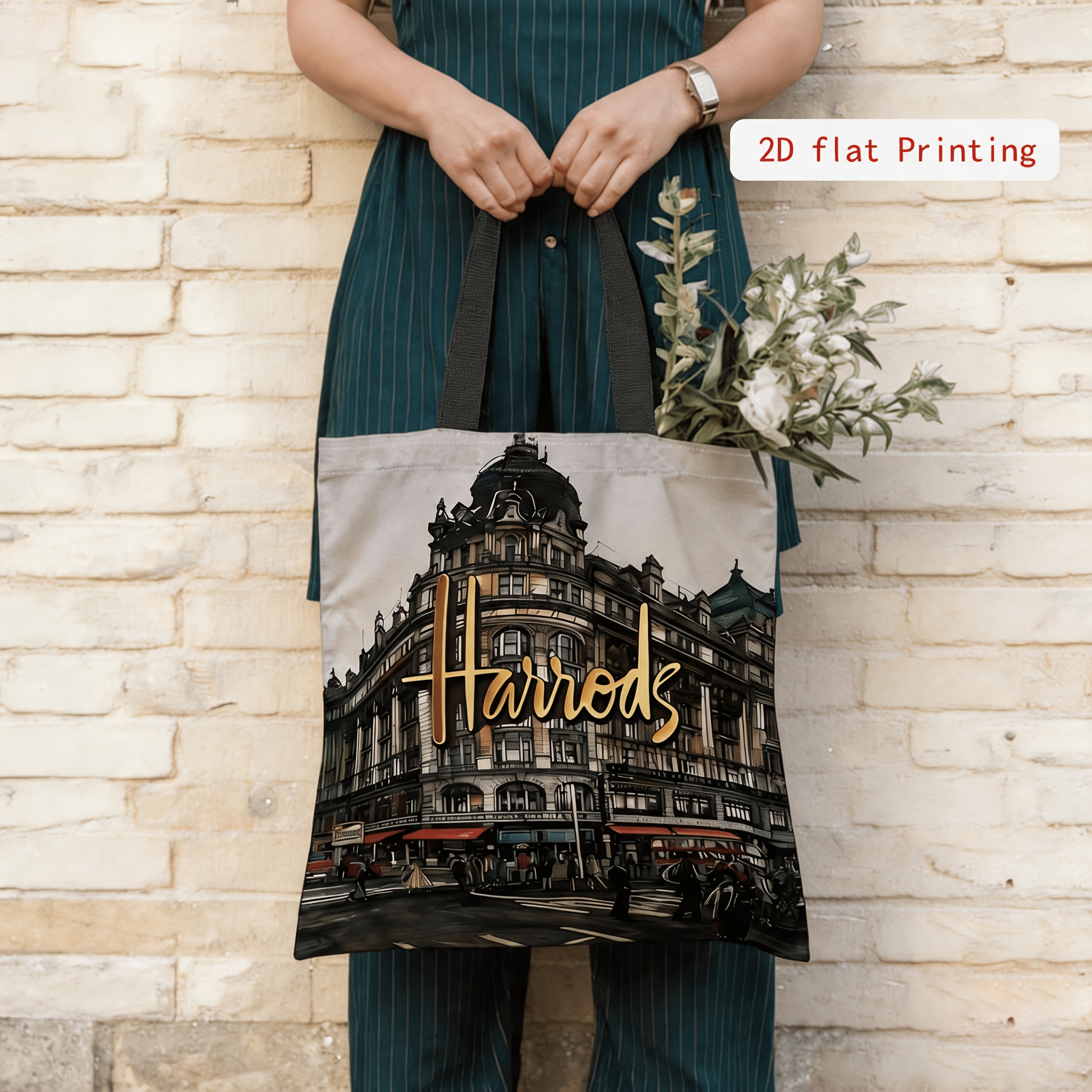 TEMU 1pc Women's Satchel - Double-sided Print Brand Printed Pattern Tote Bag, Fashionable And Elegant Women's Shoulder Bag, Classic Urban Style Tote,