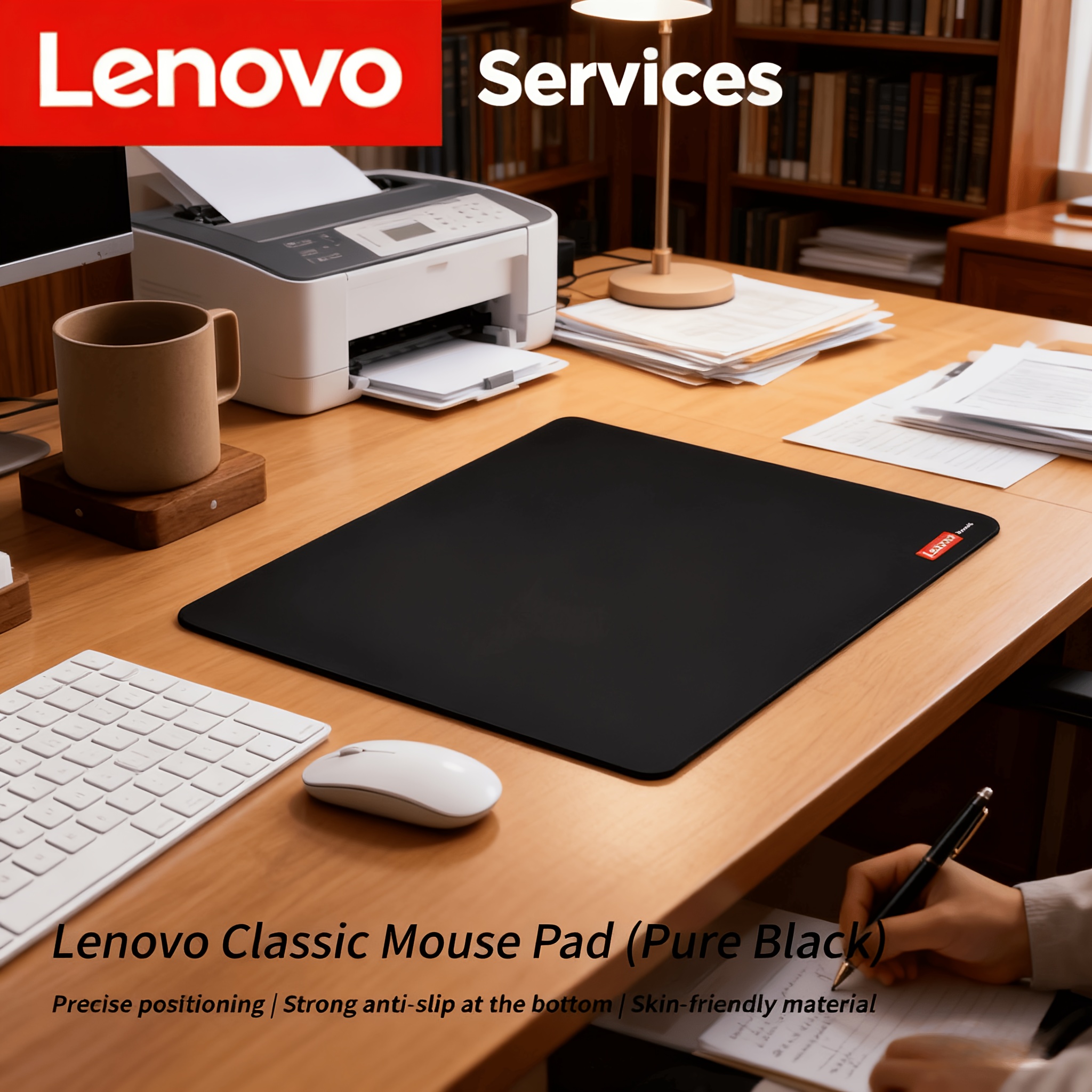 Lenovo Classic Anti-Slip Gaming Office Mouse Pad | Large Desktop Pad with Anti-Slip Base, Precise Tracking, Easy to Clean Surface, Washable And Non-Slip Features, Made of Rubber And Polyester
