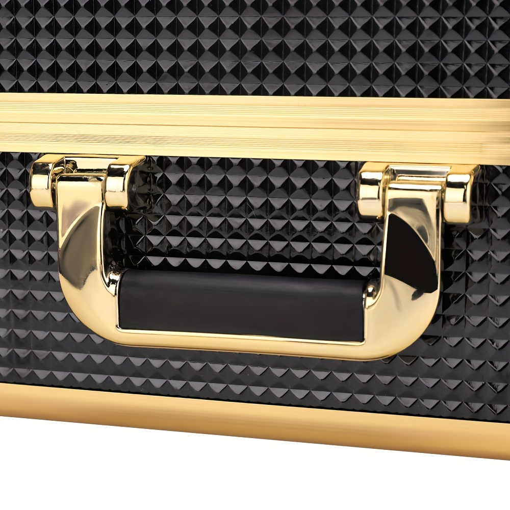 professional hair styling kit luxurious golden and black travel case for hairdressers includes scissors combs brushes and more details 11