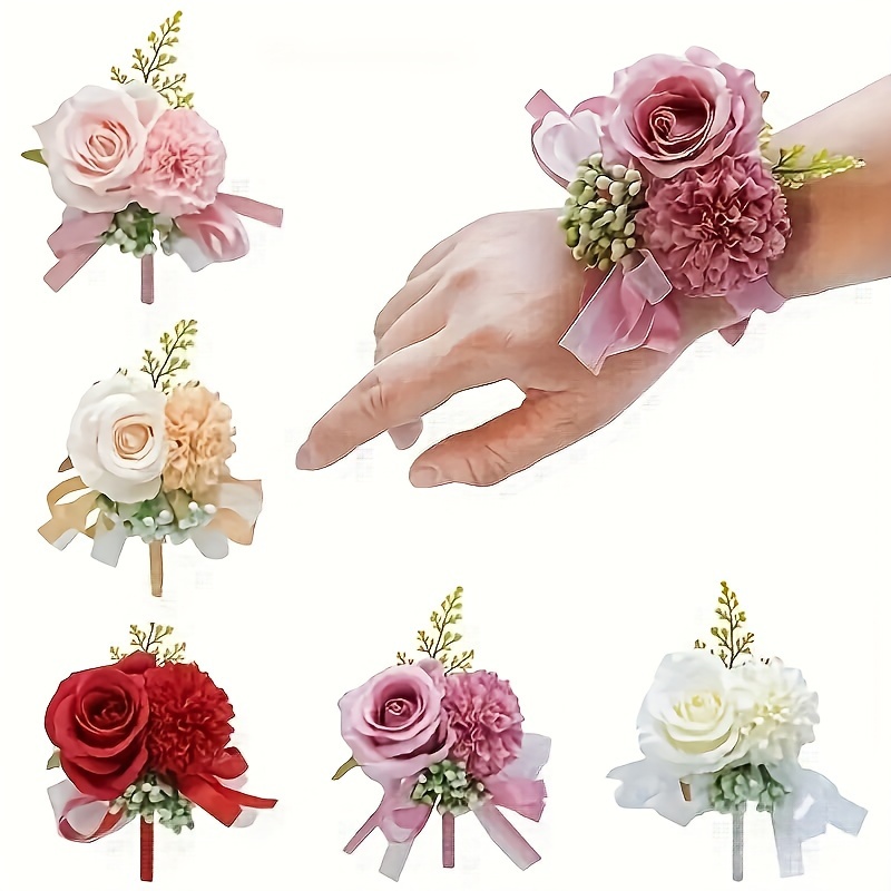 Wedding Bride Wrist Flower Imitation Flower Decorative - Temu