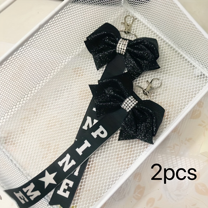 2pcs/set Pin Me Cheerleading Keychain, Bow Ribbon Accessory, Backpack Pendant