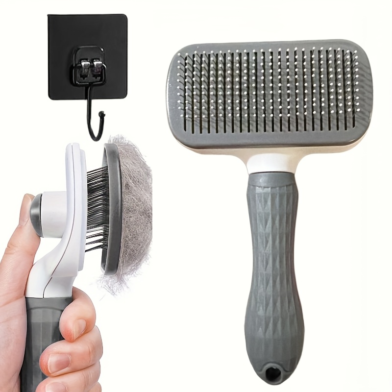 TEMU Lot de 2 pièces : 1 brosse-grattoir à ongles + 1 grand crochet noir. Brosse-grattoir à ongles autonettoyante pour chats, brosse de toilettage