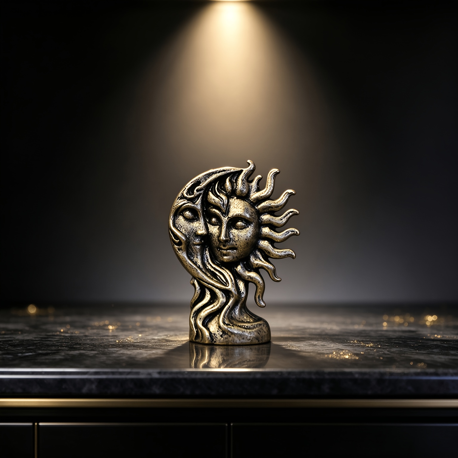TEMU Creative Sun And , Goddess Of The Sun And Moon Small Ornament, Desktop Sun And Moon Figurine, Handmade Metal Craft Decoration, Suitable For ,