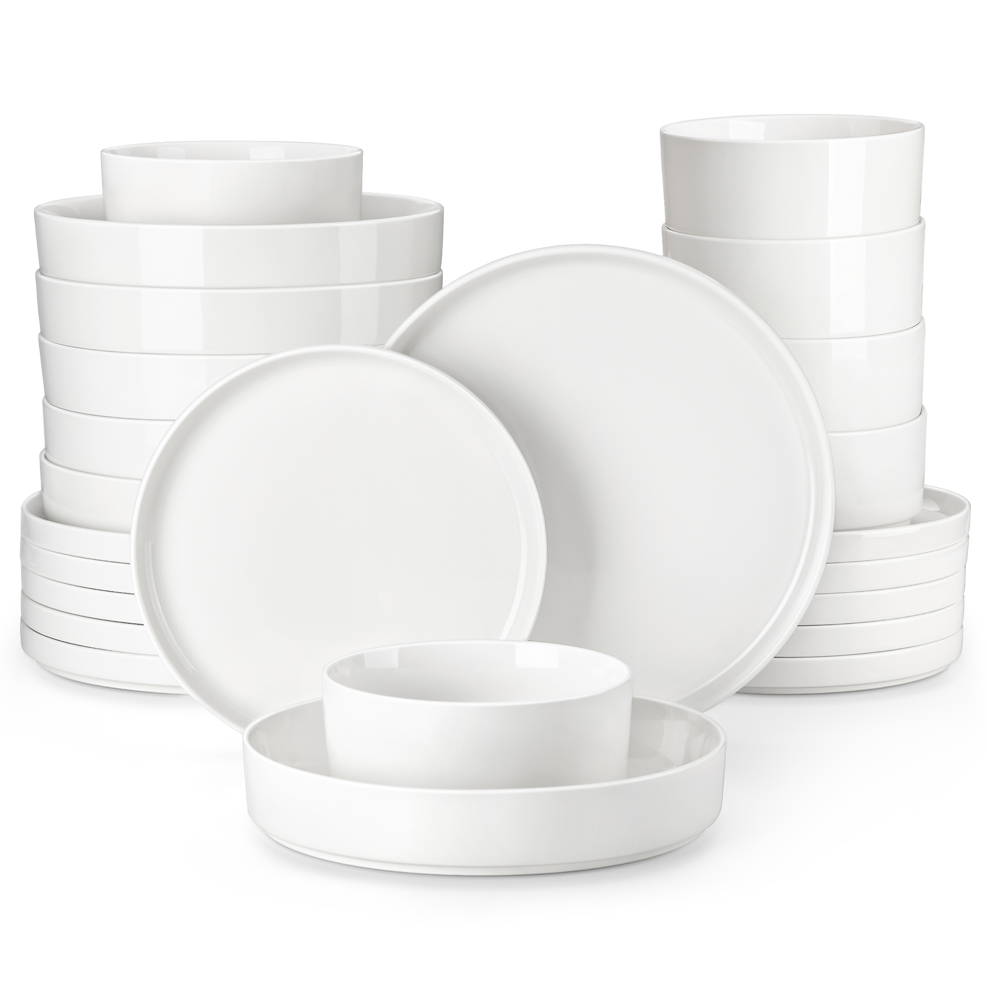 TEMU Ensembles de plats et , 24 pièces de services de table blanc porcelaine pour 6 personnes, résistants aux rayures, ensemble de vaisselle moderne,
