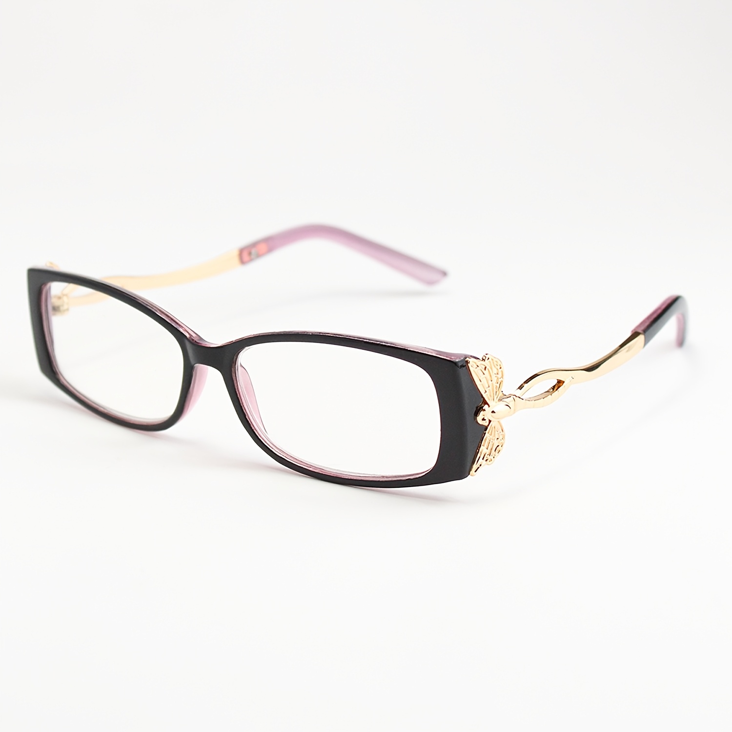 Small-Framed Rectangular Reading Glasses with Dragonfly Motifs