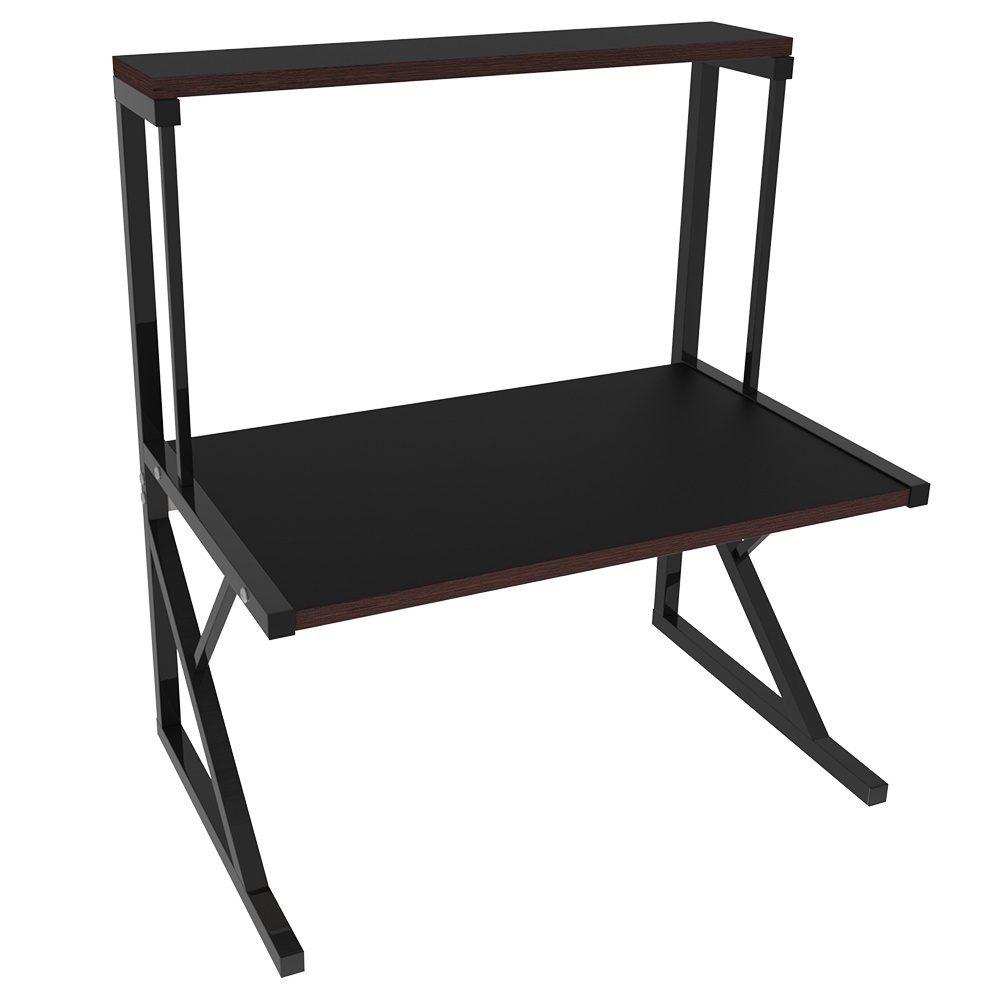 Image of Two-tier Microwave Oven Shelf, Versatile Kitchen Organizer, Ideal For Living Room And Kitchen, Dimensions 65x54x30cm, In Black Color, Utility Racks