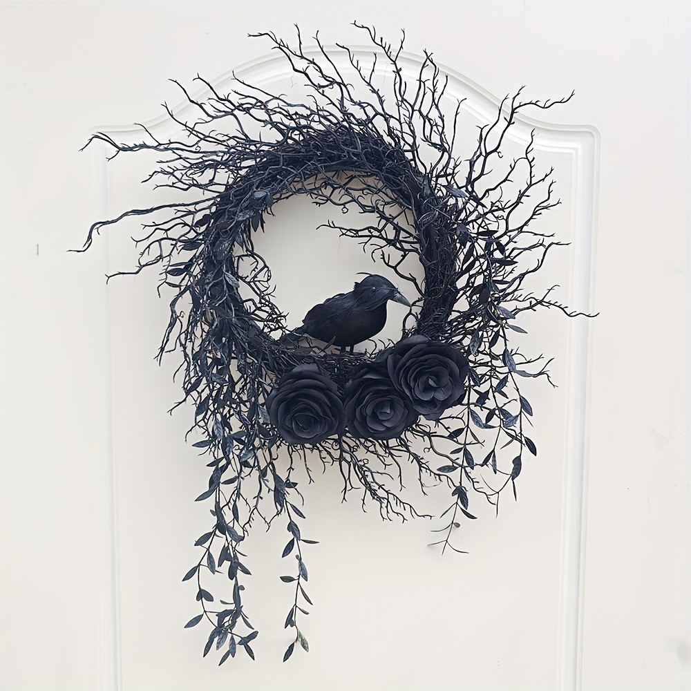 

Gothic Crow Wreath - 17.71" Spooky Front Door & Wall Decor, No Power Needed, Feather-free Home Accent Home Decor Decor Home