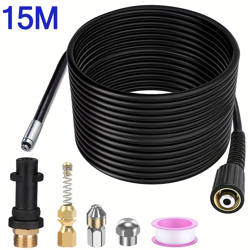 E-shop Ein 6-teiliges Rohrreinigungs-Schlauchset, 10 Meter (393.7 Zoll) / 15 Meter (590.55 Zoll), entwickelt für die Reinigung von Abwasserrohren mit