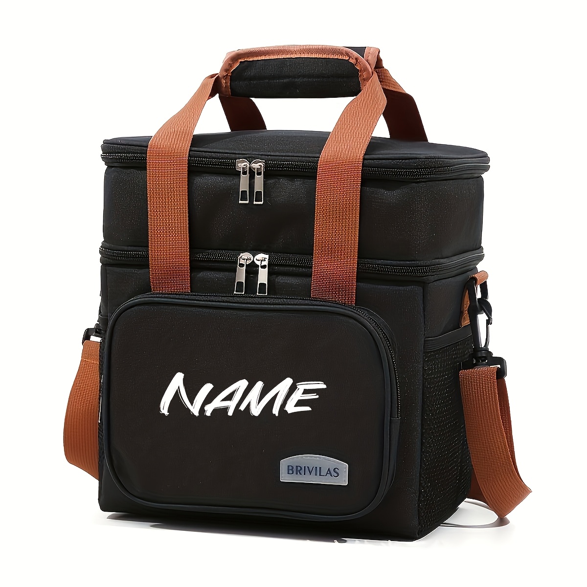 TEMU Insulated Lunch Bag With Name/text - Large Tote Suitable For School, Work, Picnic - Non-food Contact -compatible For Lunch Box & Storage, Zipper
