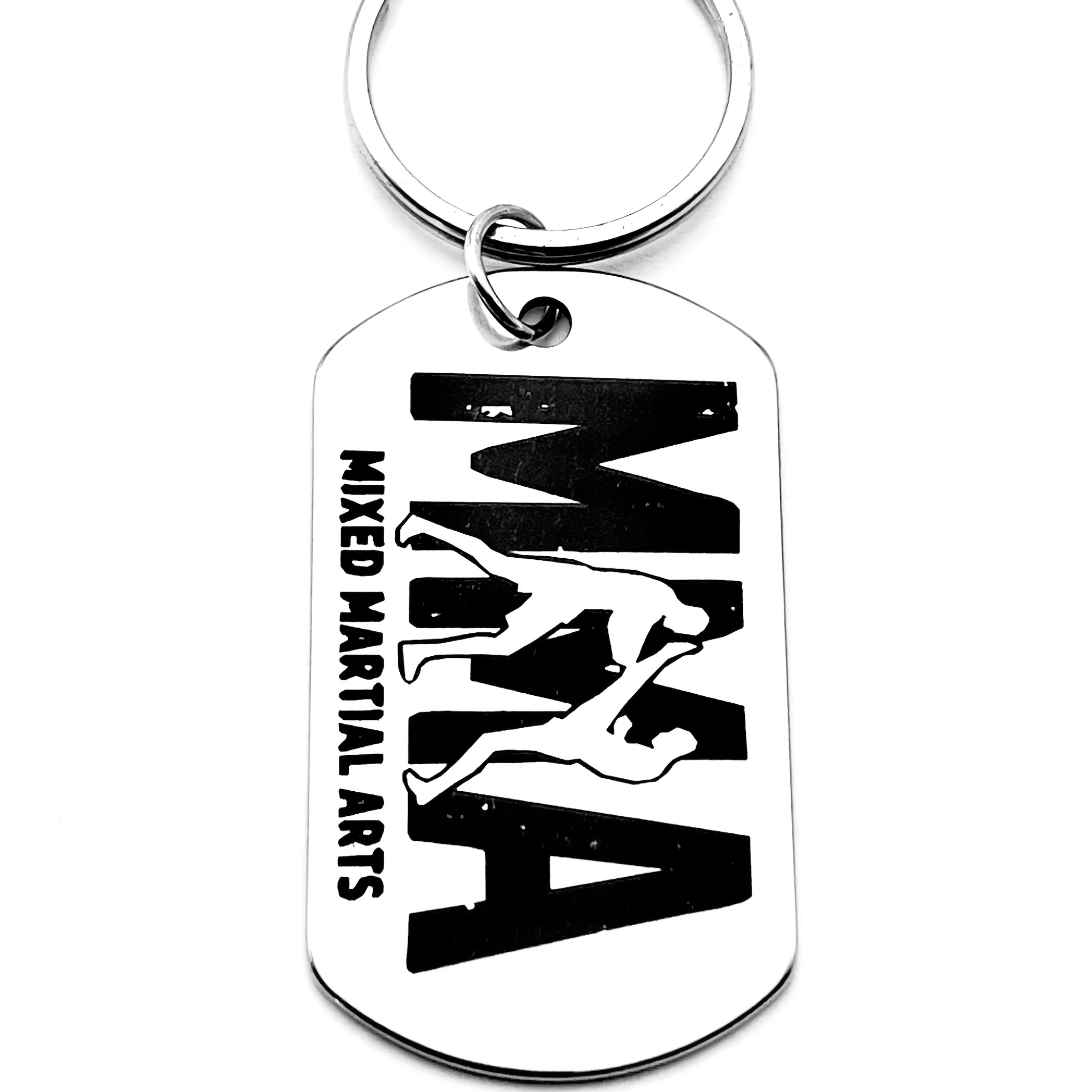 TEMU 1 Portachiavi in acciaio inossidabile in stile realistico retr簷 "Mixed Martial Arts (MMA)", esclusivo per i fan di combattimento, regalo di