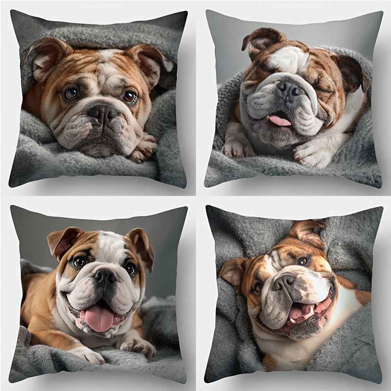 TEMU 2d Flat-print Pillowcases, 4pcs, Featuring A Cute English . Gatherings, Holidays, Home Decor, And Car (pillow Insert Not Included)., 2d Flat