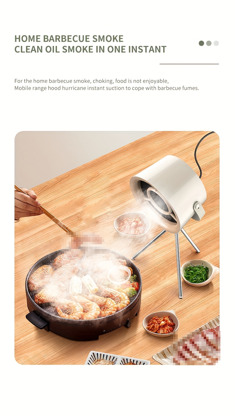 exhaust hood, portable with three speed settings, removable filter for oil absorption, mini fan suitable for indoor hot pot and bbq,   with 5/12/22 filters Product details 5