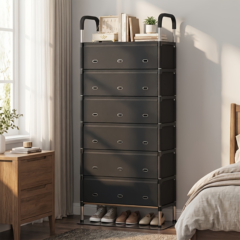 7-Layer Dustproof Shoe Rack - Shoe Cabinet, Large Capacity Vertical Shoe Cabinet for Entryways, Bedrooms, And Corridors, Space-Saving Metal Storage Rack with Dustproof Design, Sturdy Metal Frame, Slim Profile for Efficient Use of Space