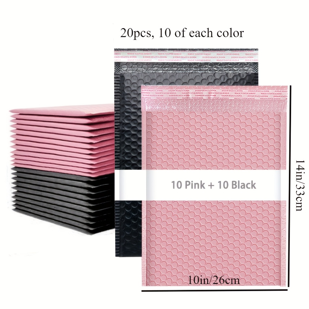 TEMU 20-pack Bubble Mailers, 10x14in/ 26x33cm Shipping Bubble Mailers, Bubble Mailers, Suitable Mailing Envelopes For Men/ Women (pink And Black)
