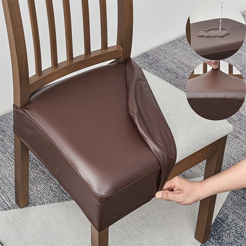 

2pcs Waterproof Leather Chair Covers With Fit And Non-slip - Living Room & Kitchen Decor