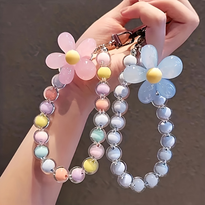 

Mobile Lanyard Camera Keychain Ccd Handheld Hand-made Beads Colored Crystal Chain Short Wrist Flower Carry Sturdy And Anti-loss Hanging Umbrella Water Cup Hanging Decoration Cute Girl Creative Lanyard