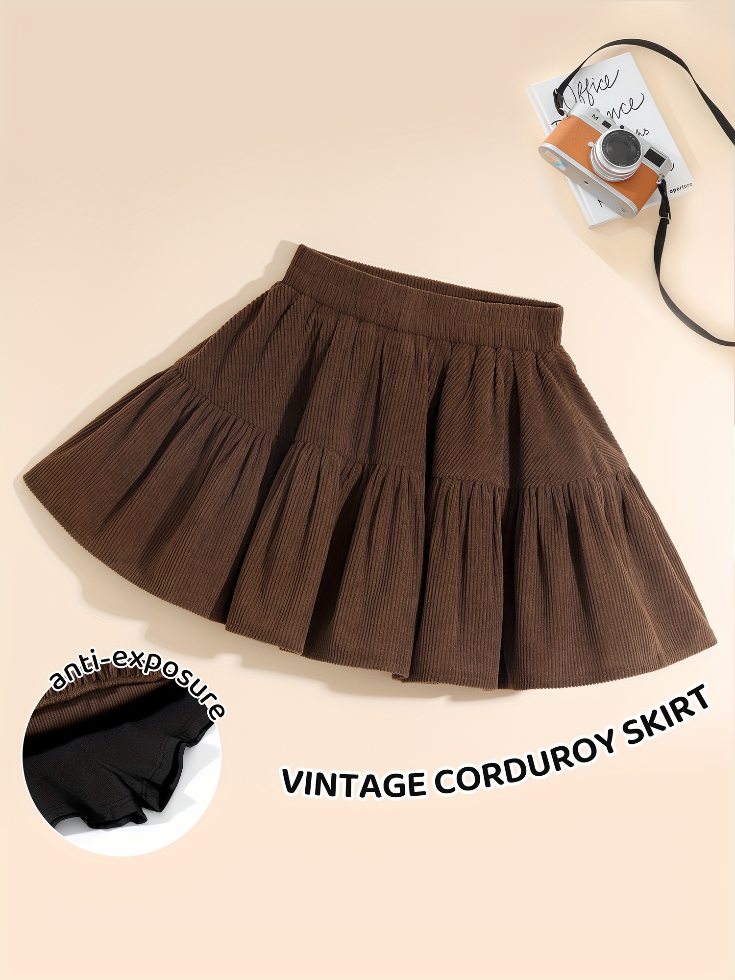 1pc girls corduroy a line short skirt built in Temu Germany