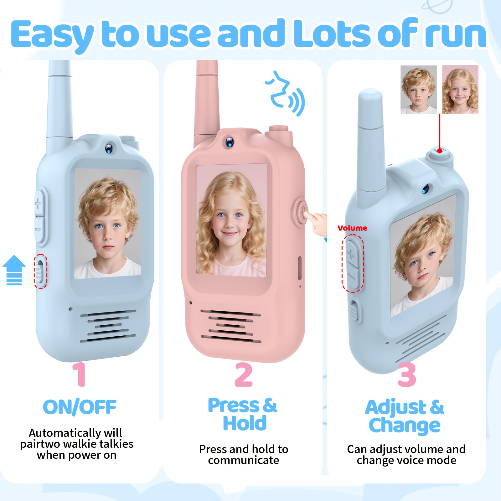 2026 Walkie Talkie Con Vídeo Para Niños – 2 Unidades Con Cámara HD, Cambiador De Voz Y Pantalla | Alcance Largo Recargable