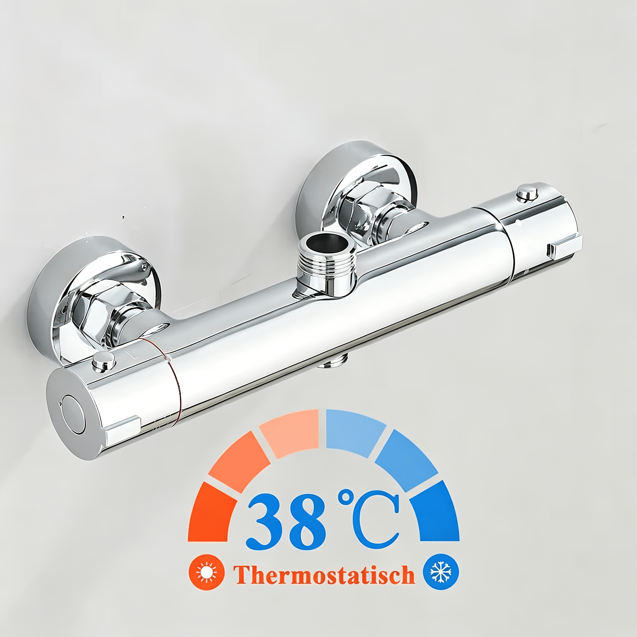 Image of Shower Mixer Tap With Thermostat, Shower Thermostat, Shower Mixer Tap, Shower Rail With Anti-scald Valve, Chrome