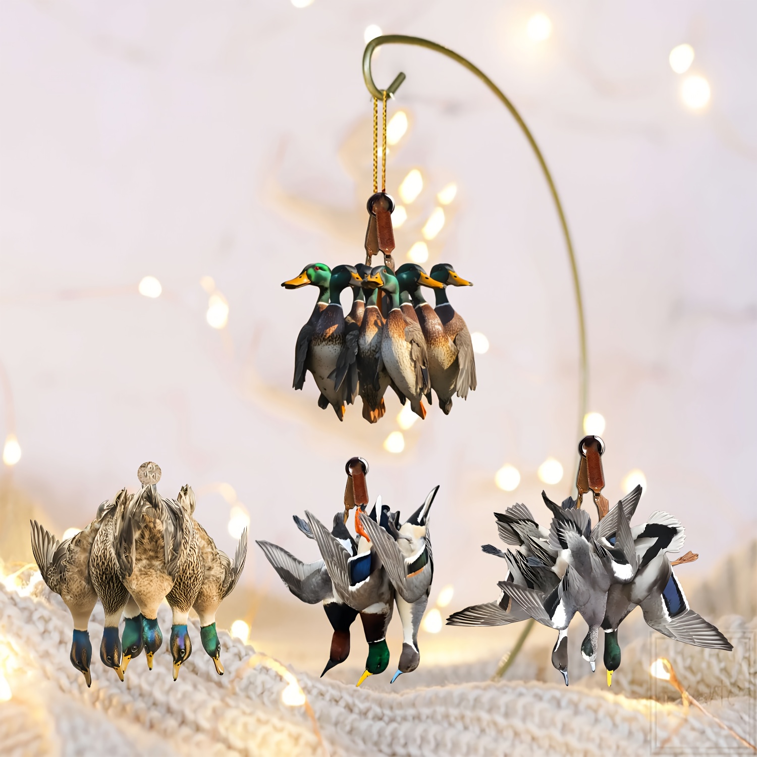 

4pcs Acrylic Goose Ornament Set, ' Christmas Tree Decorations, 2d Hanging Charms For Home & Garden, Indoor/outdoor Decor, Fence & Wall , Scene & Party Decor