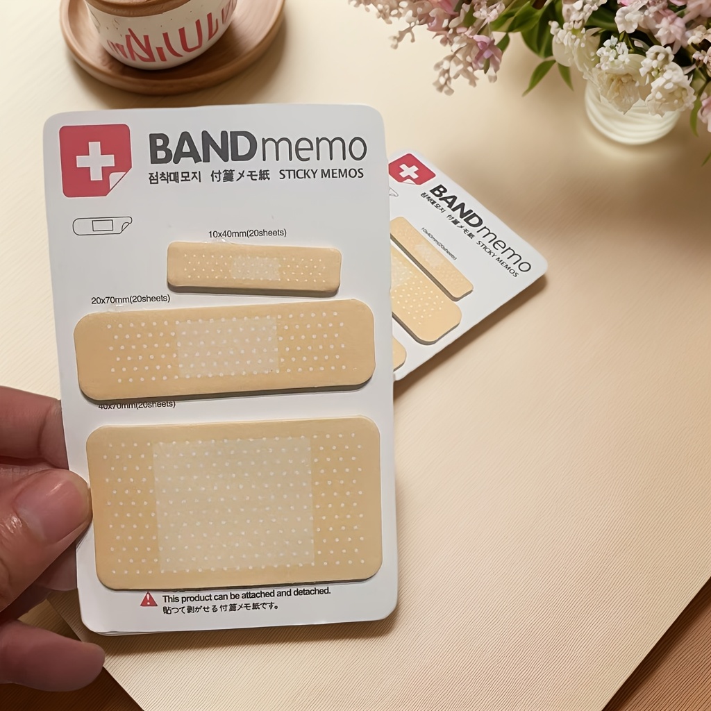 

Creative Bandage Design Notes Pad, 1pc, Adhesive Memo Strips For Students, Paper Notecards With Unique Medical Theme, & Re-stick, Office & School Supplies Without Feathers