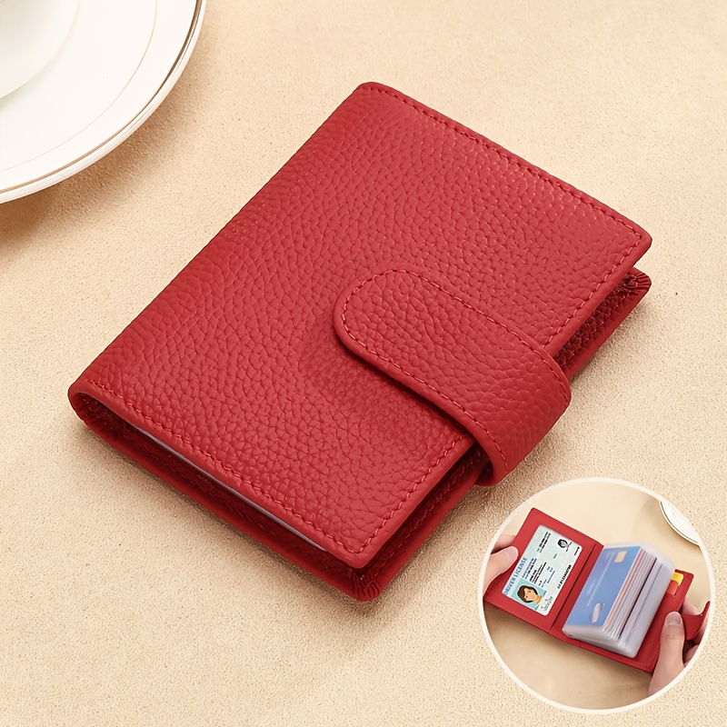Image of Women's Vertical Holder, Togo Grain Cowhide, Rfid Blocking, Frost Resistant Eva Photo Slot, 2 Card Slots, Compact Trifold Wallet, , 10.5x8.5x2cm, Ideal Gift, Genuine Leather, Dry , Lightweight, Lining