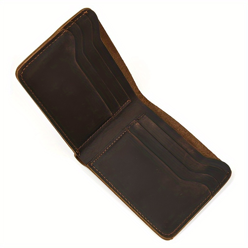 

1pc Men's Slim Bifold Wallet, Top Layer Cowhide Minimalist Front Pocket Wallet, Bifold Credit Card Holder