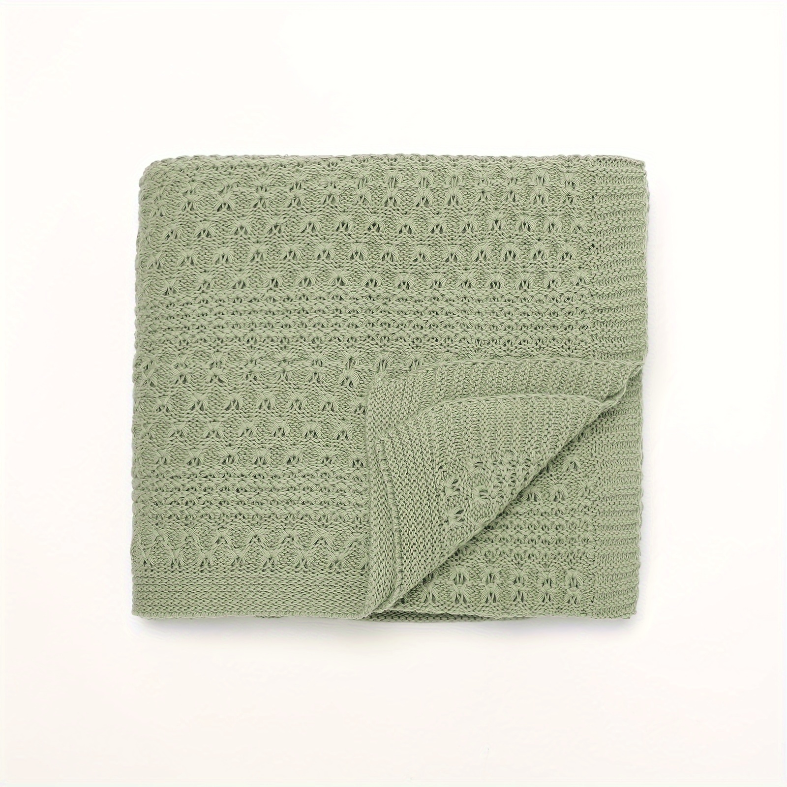 

Couverture tricotée en coton creux de couleur unie pour le printemps et l'été, couvre-poussette, couverture coupe-vent, couverture multifonctionnelle