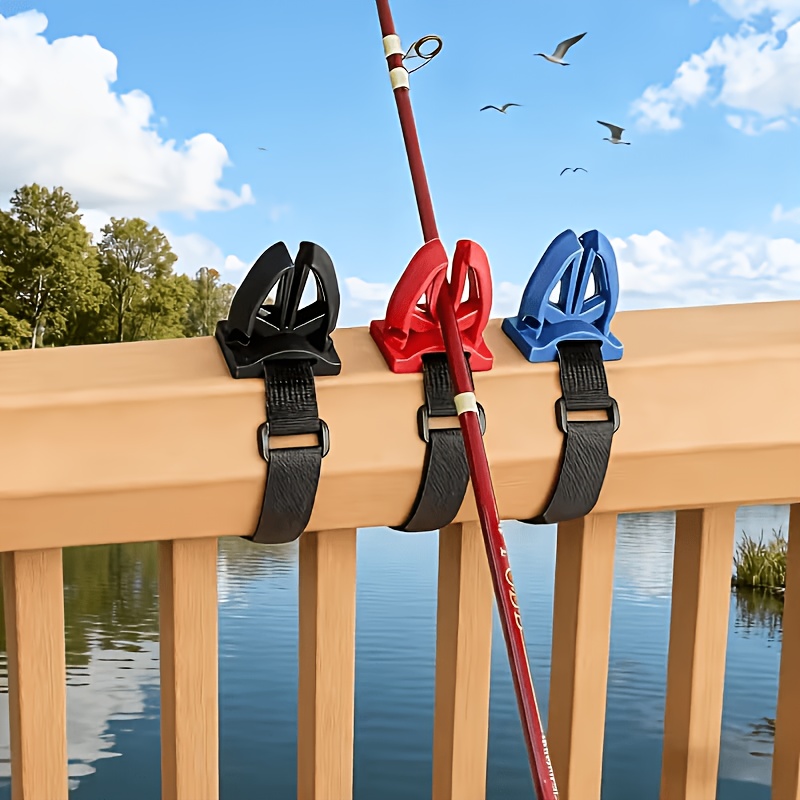 4pcs fishing rod holders with adjustable straps made of abs material designed for portability ideal for quick installation on   and boats 2pcs holders and 2pcs straps