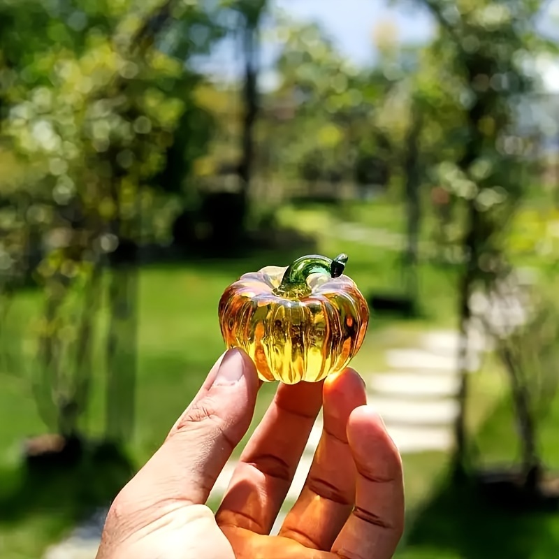 

Handcrafted Glass Pumpkin Suncatcher, Yellow Decorative Art Statue, Luxury Home & Office Decor, Ideal For Christmas, , Birthday Gift - Pack Of 1