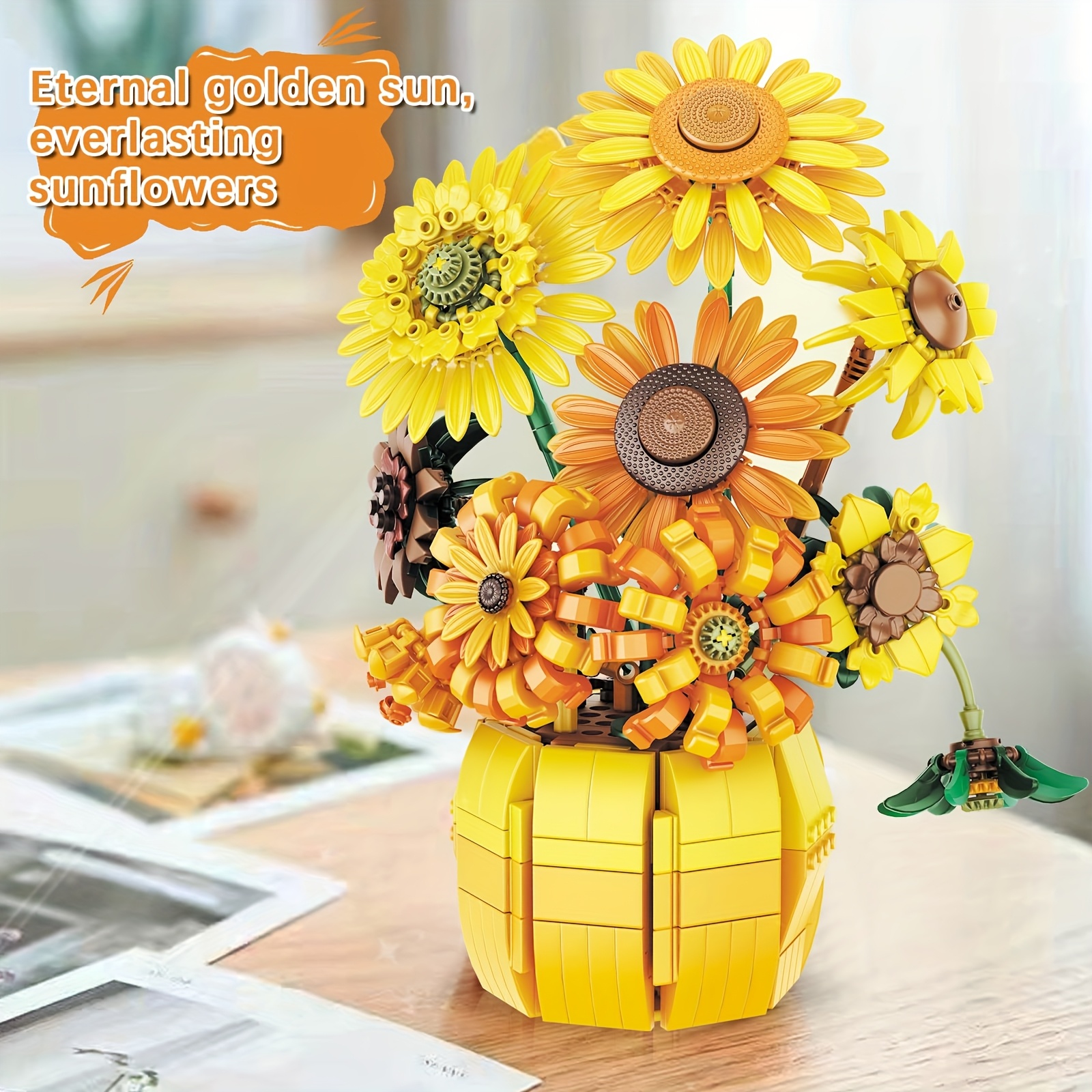 set 1853pcs building blocks featuring sunflowers designed - Temu