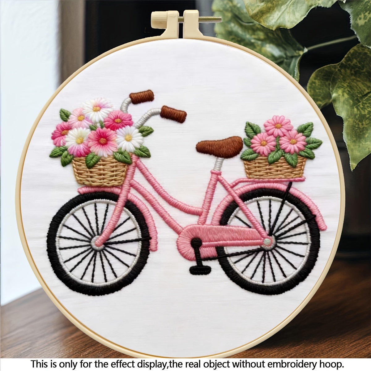TEMU 1 Set Of Printed Embroidery Kit, Featuring A Bicycle Design, Suitable For Beginners. The Embroidery Kit Includes Tools For Diy Handcrafted