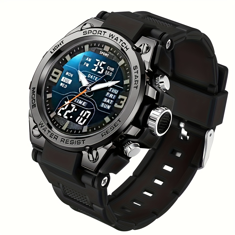 New Multi-Function Sports Watch with Dual Display, Luminous Electronic Quartz Alarm Clock, Stylish Digital Watch