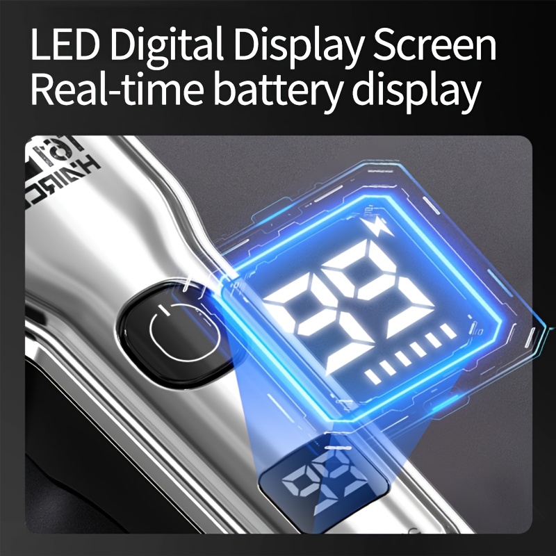 Professional Men's Electric Hair Clipper Set of 1, Men's Electric Shaver with LED Display Screen, Zero-Gap Haircut Kit with 4 Guide Combs, TYPE-C Charging, Gift for Men, Father's Day Gift, The first choice for hairdressers and stylists, ideal gift for professional barbers