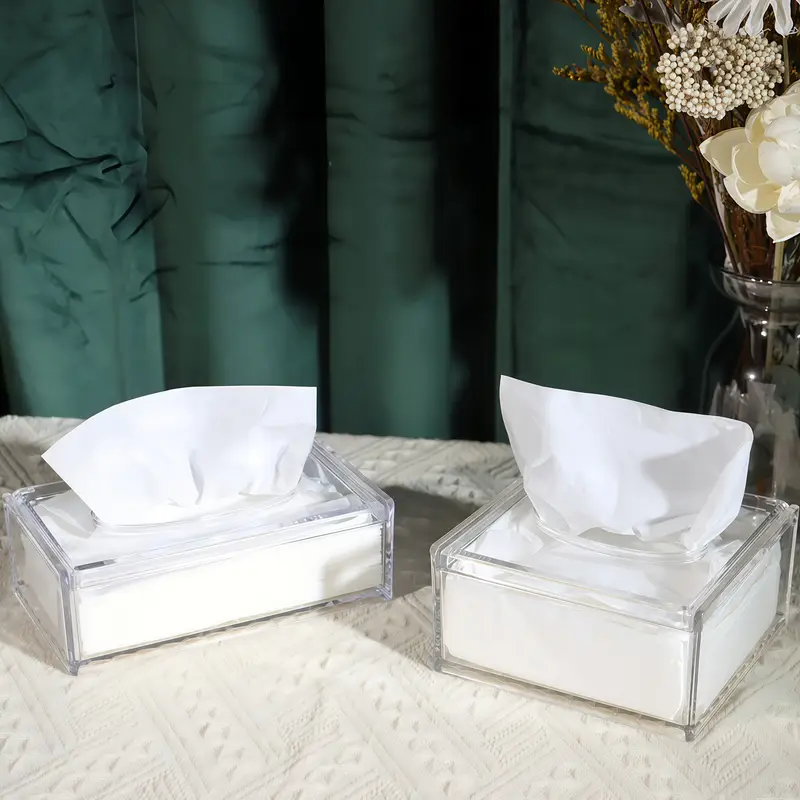 1pc sleek european style transparent acrylic tissue box holder durable wear resistant smooth dispensing design ideal for living room dining room bathroom decor bathroom accessories european style holder clear acrylic material toilet paper holders Product details 0
