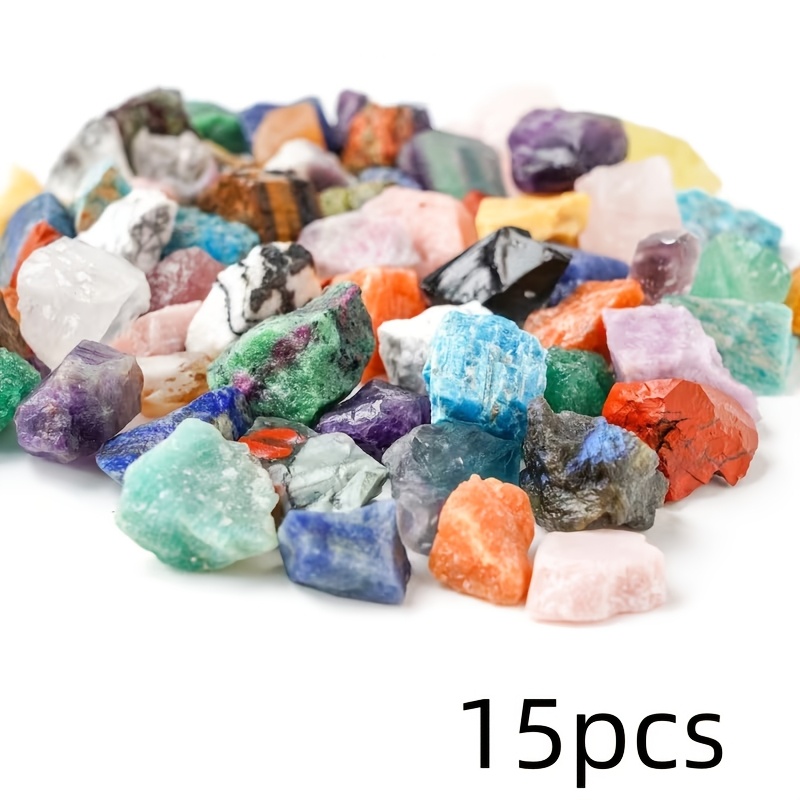 TEMU 4/10/15pcs Mixed Colors Natural Stone, Rough Blank, Irregular Shape With Cutouts, Suitable For Polishing, Grinding, And Making Handmade